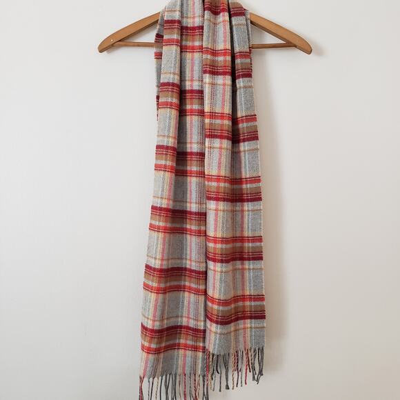 Plaid Cashmink Scarf with Tassels Made in Germany - Picture 1 of 4